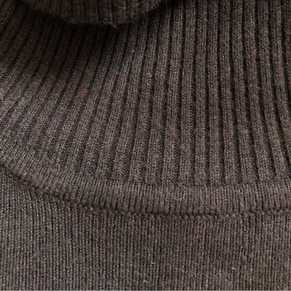 Mocha Vintage 90s Turtleneck Sweater Slim Angora Blend Velvet & Button Trim S - Picture 7 of 10